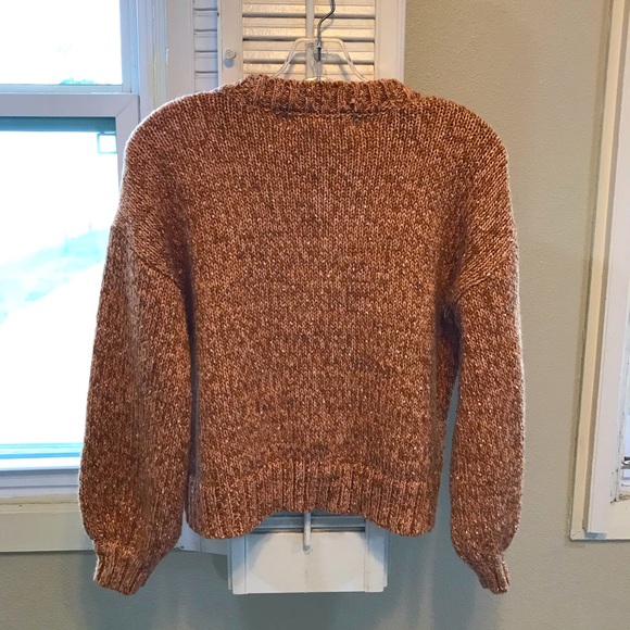 Anthropologie Saltwater Luxe Women’s Brown & Tan Cropped Sweater Size XS NEW - Picture 3 of 3